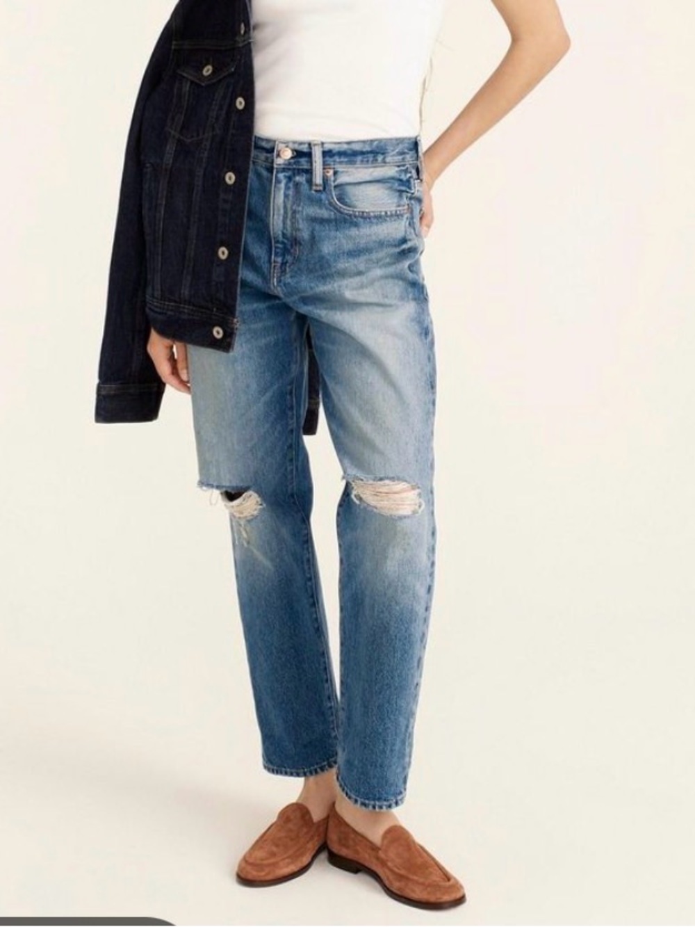 J.Crew Slouchy Distressed Slouchy Boyfriend Jean In Southern Sky Wash